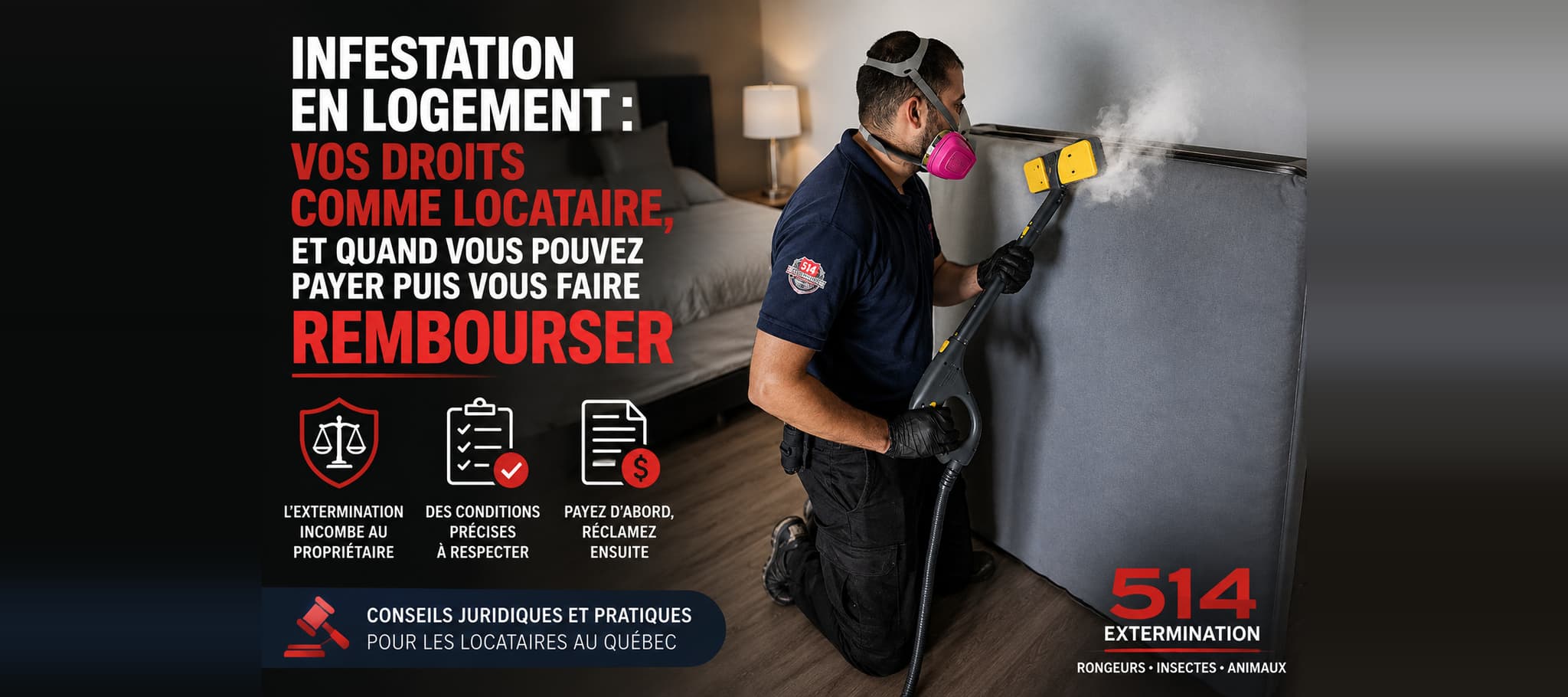 Infestation en logement : vos droits comme locataire, et quand vous pouvez payer puis vous faire rembourser